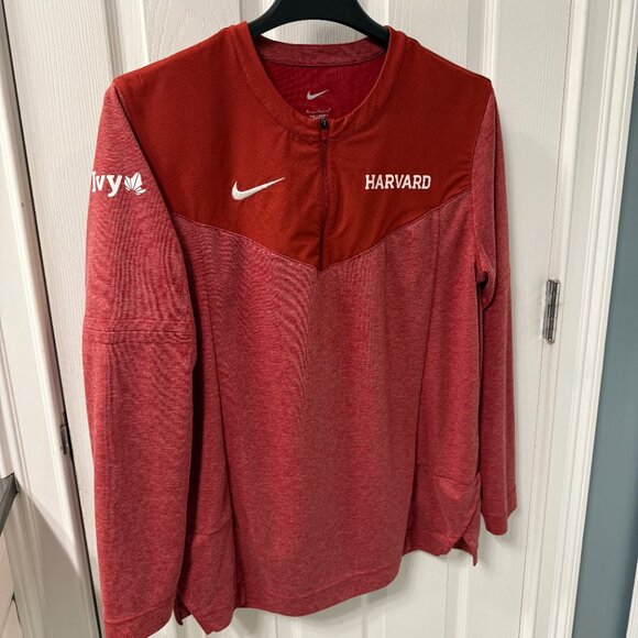 Nike Harvard IVY League Red 1/2 Zip Long Sleeve Team Top Size Medium - Picture 2 of 10